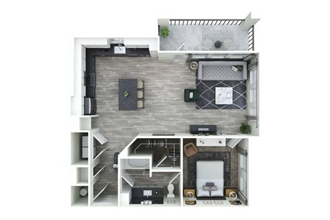 bedroom floor plan an in 3d at Livano Nations, Tennessee